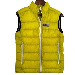 Ostrya Down Filled Puffer Vest Small S Neon Yellow Quilted Zip Up Mens Packable